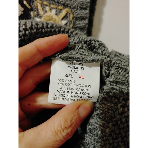 Vintage Woolrich XLarge Sage Green Sun Full Zip Sleeveless Sweater Vest Pockets - Picture 6 of 7